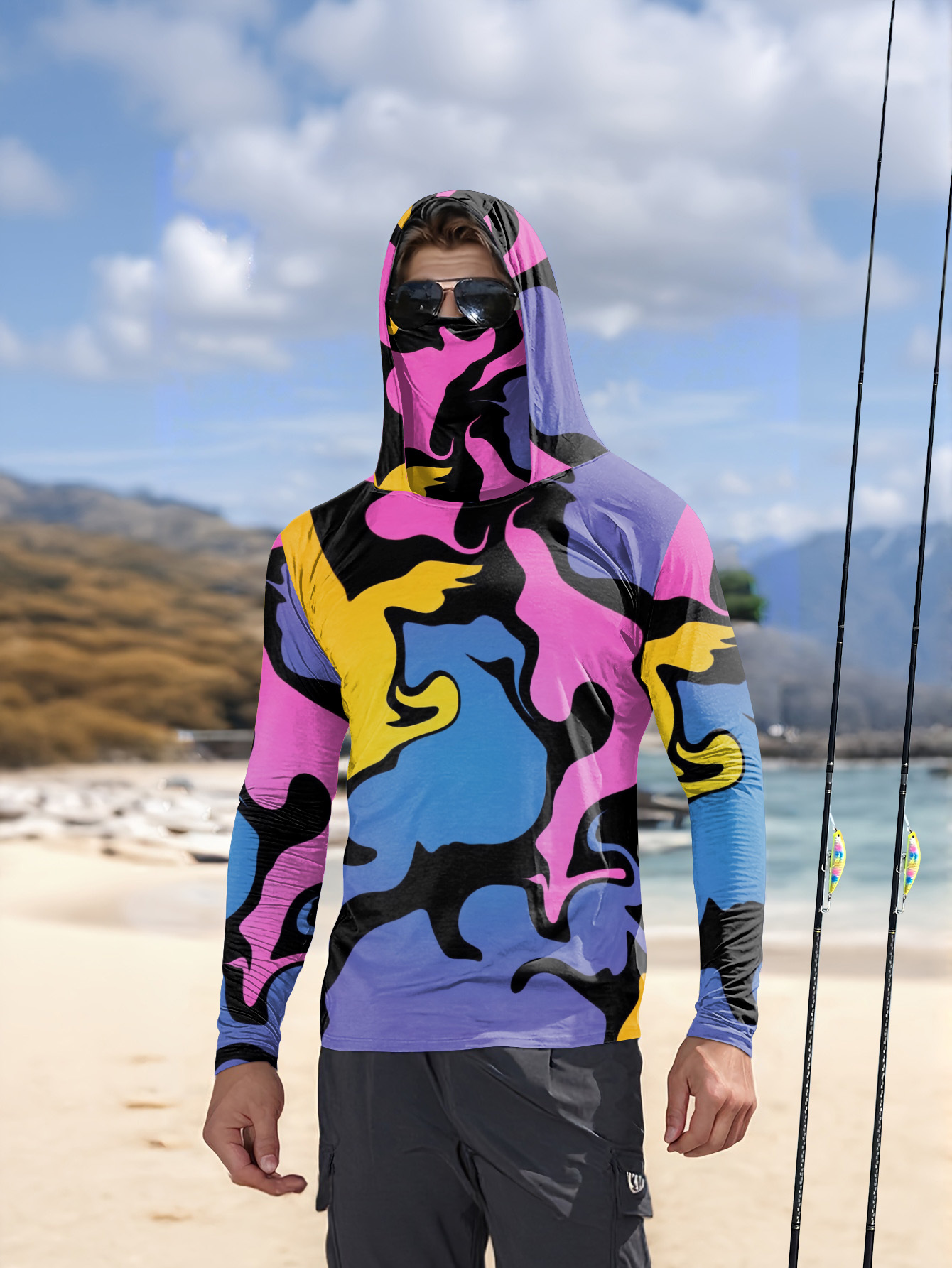 Hunting Fishing Outdoor - سترة صيد رجالية بغطاء للرأس وأكمام