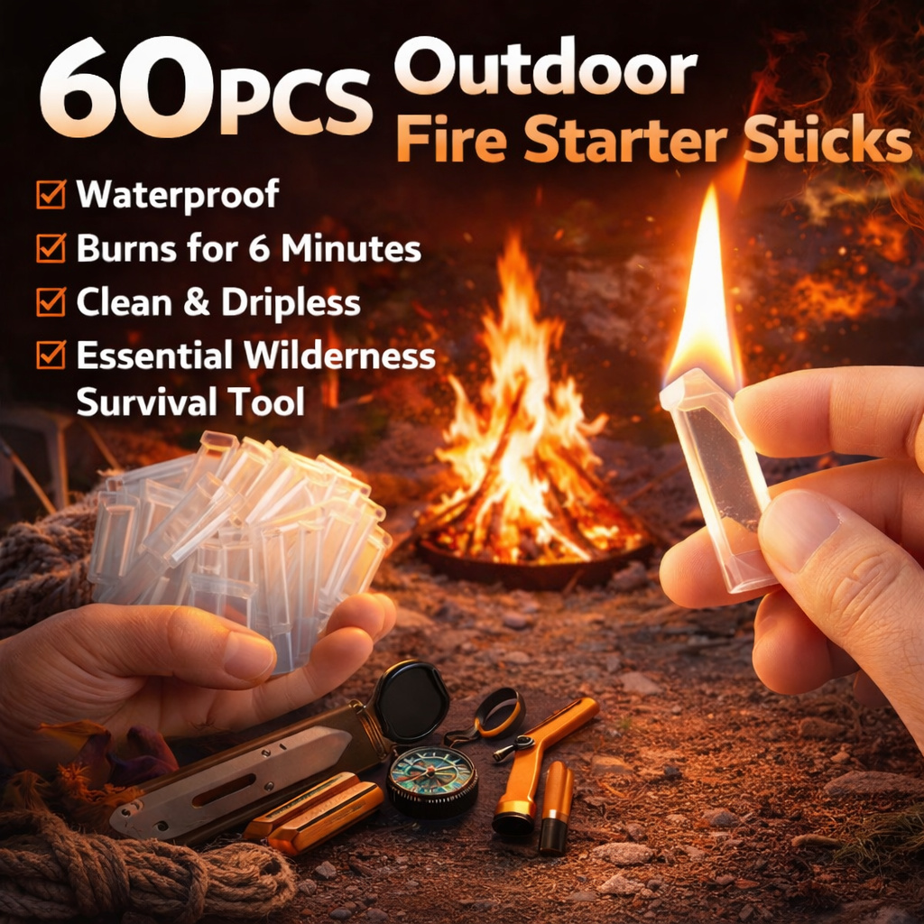 Fire Starter Waterproof - أعواد إشعال النار 60 قطعة، شفافة