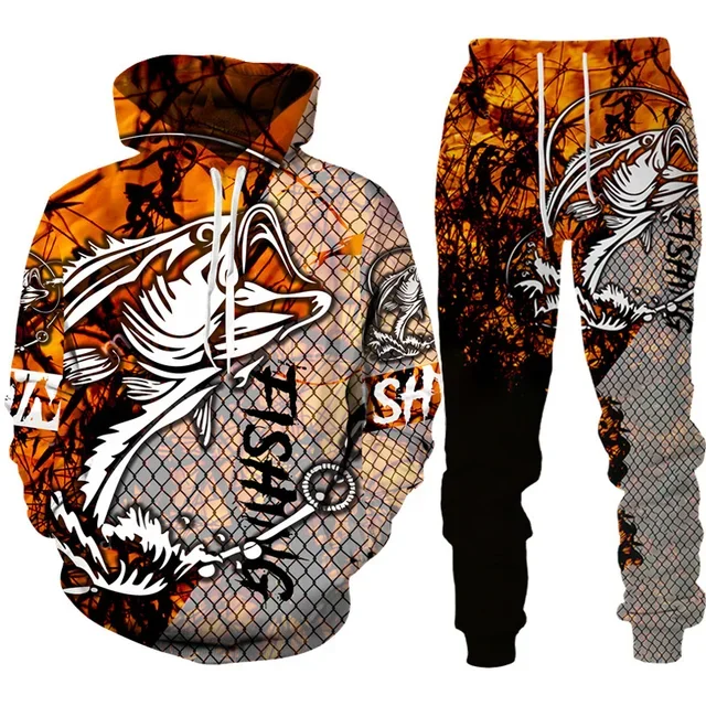 طقم هودي وبنطال مطبوع عليه سمك - مراجعة Outdoor Hunting Pants Women وسعره