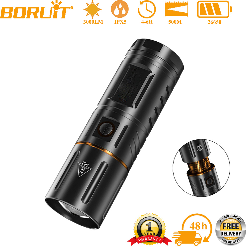 مصباح يدوي BORUiT فائق السطوع  - مراجعة Hunting Fishing Outdoor وسعره